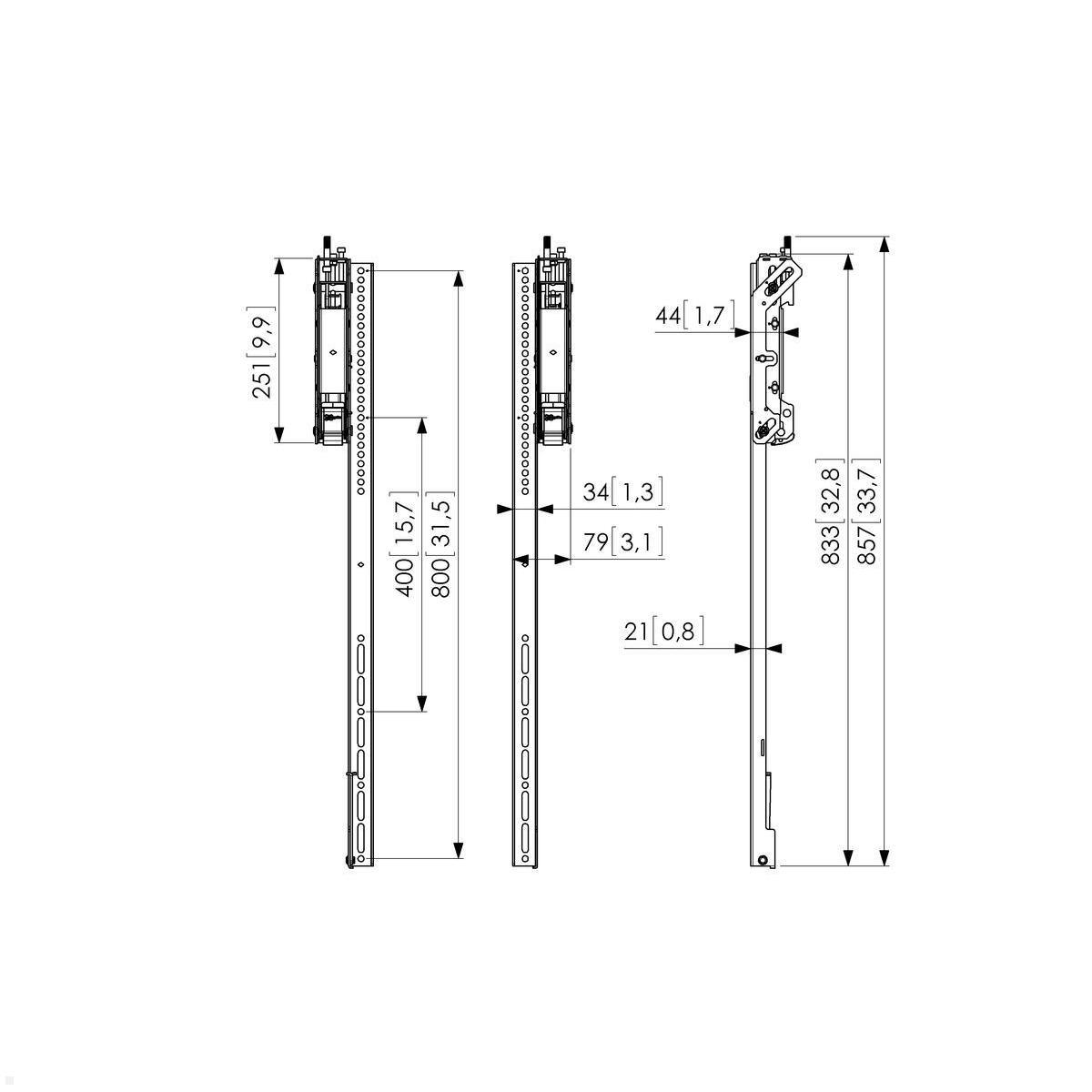 Vogels Connect-it PFS 3508 Display-Adapterstrips 3D für Videowall, Zeichnung Maße Vogels Connect-it PFS 3508 Display-Adapterstrips 3D für Videowall, Zeichnung Maße