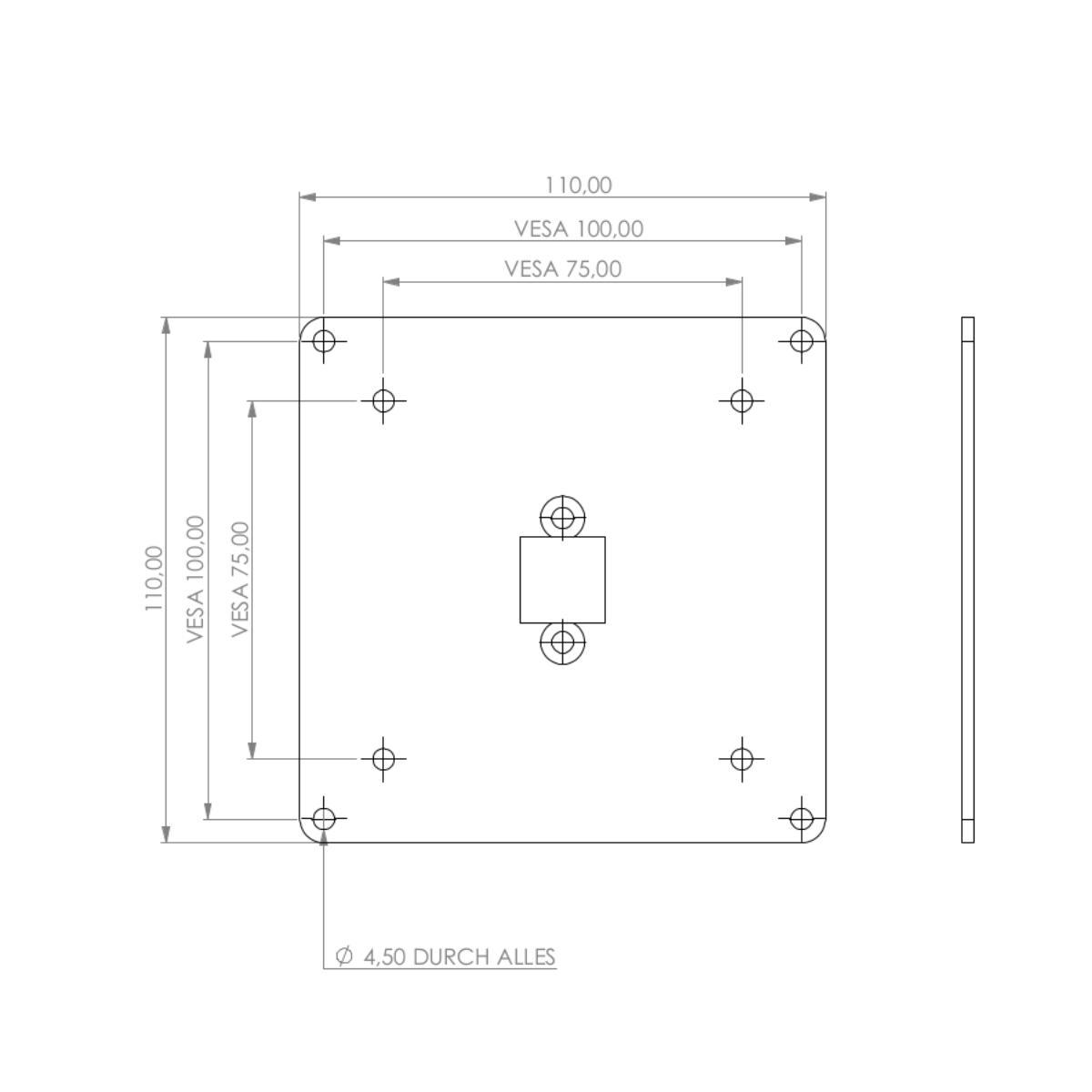 TabLines TBSfix002S Bodenständer mit Universal Tablethalter bis 12.9 Zoll, Zeichnung Maße Adapter TabLines TBSfix002S Bodenständer mit Universal Tablethalter bis 12.9 Zoll, Zeichnung Maße Adapter