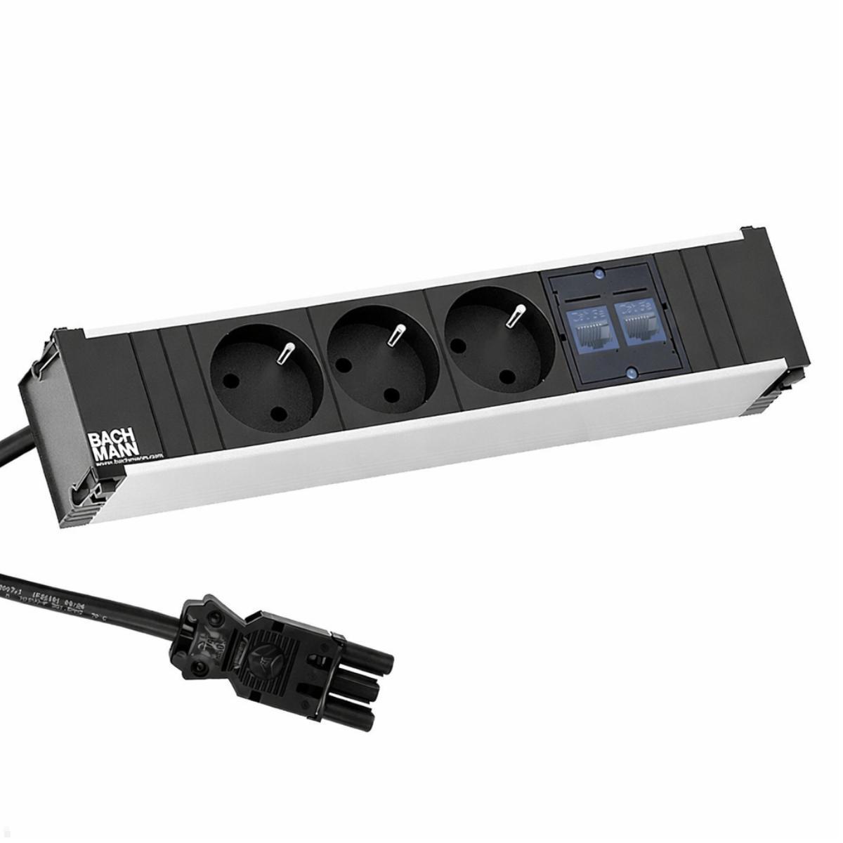 Bachmann CONI Modulträger 4-fach 3x Steckdose 2x CAT6a  (333.2167)