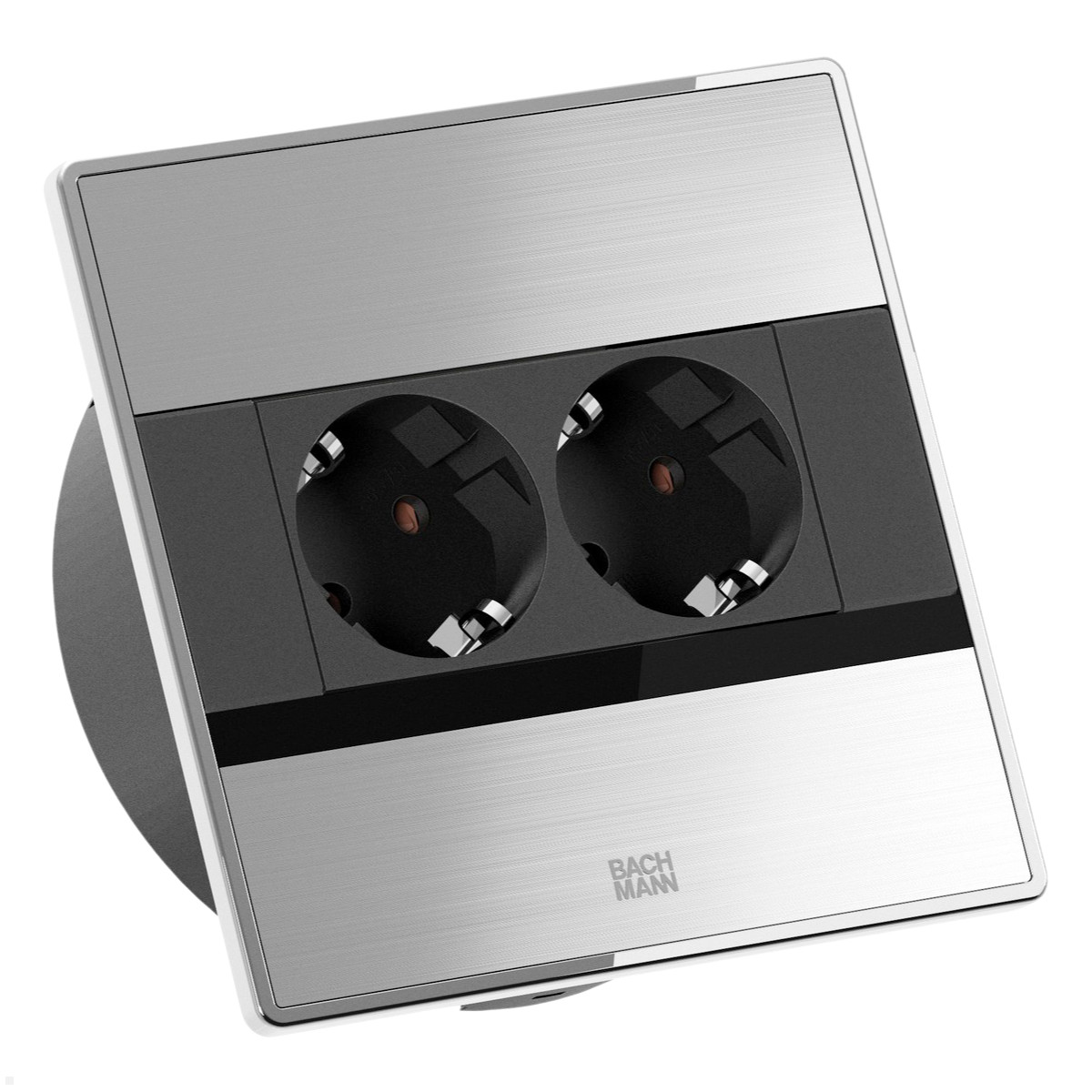 Bachmann SENSE Einbausteckdose 2x Steckdose, Edelstahl Optik