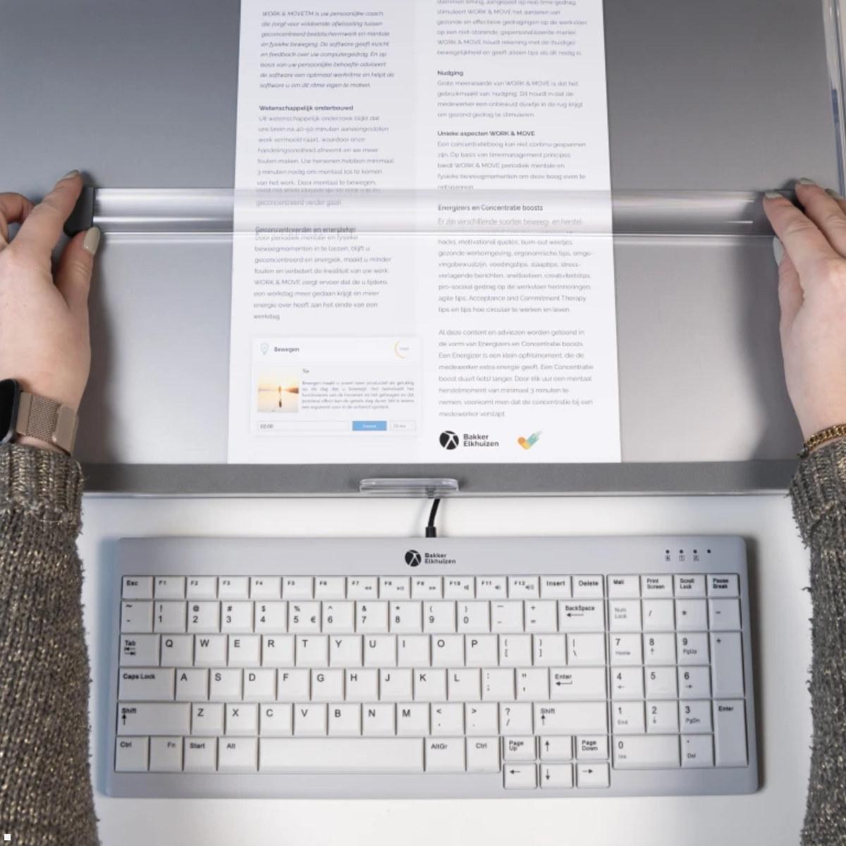 BakkerElkhuizen FlexDesk 640 Dokumentenhalter mit Lupenlineal (BNEFDESK640CR),ergonomisches Arbeiten