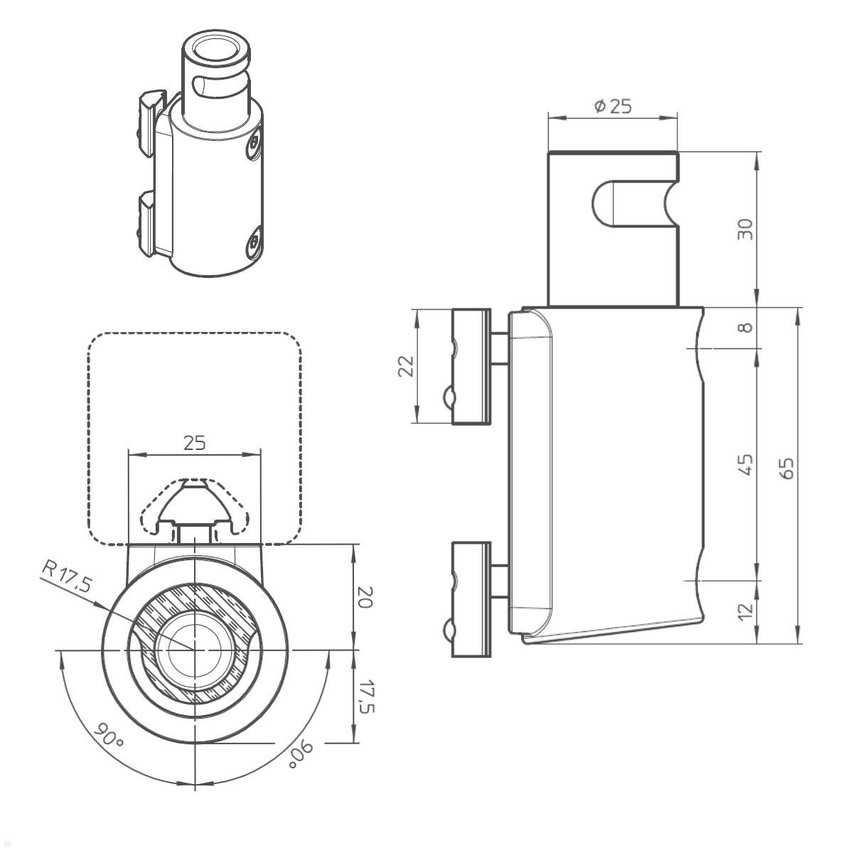 Novus Clu Zubehör TFC-Adapter für gerade Profile (898+0099+001), silber, Maße