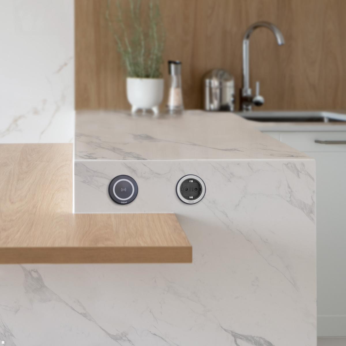 EVOline Wall DisQ drahtloses Ladepad, schwarz (159909141100), LED-Statusanzeige Ladevorgang