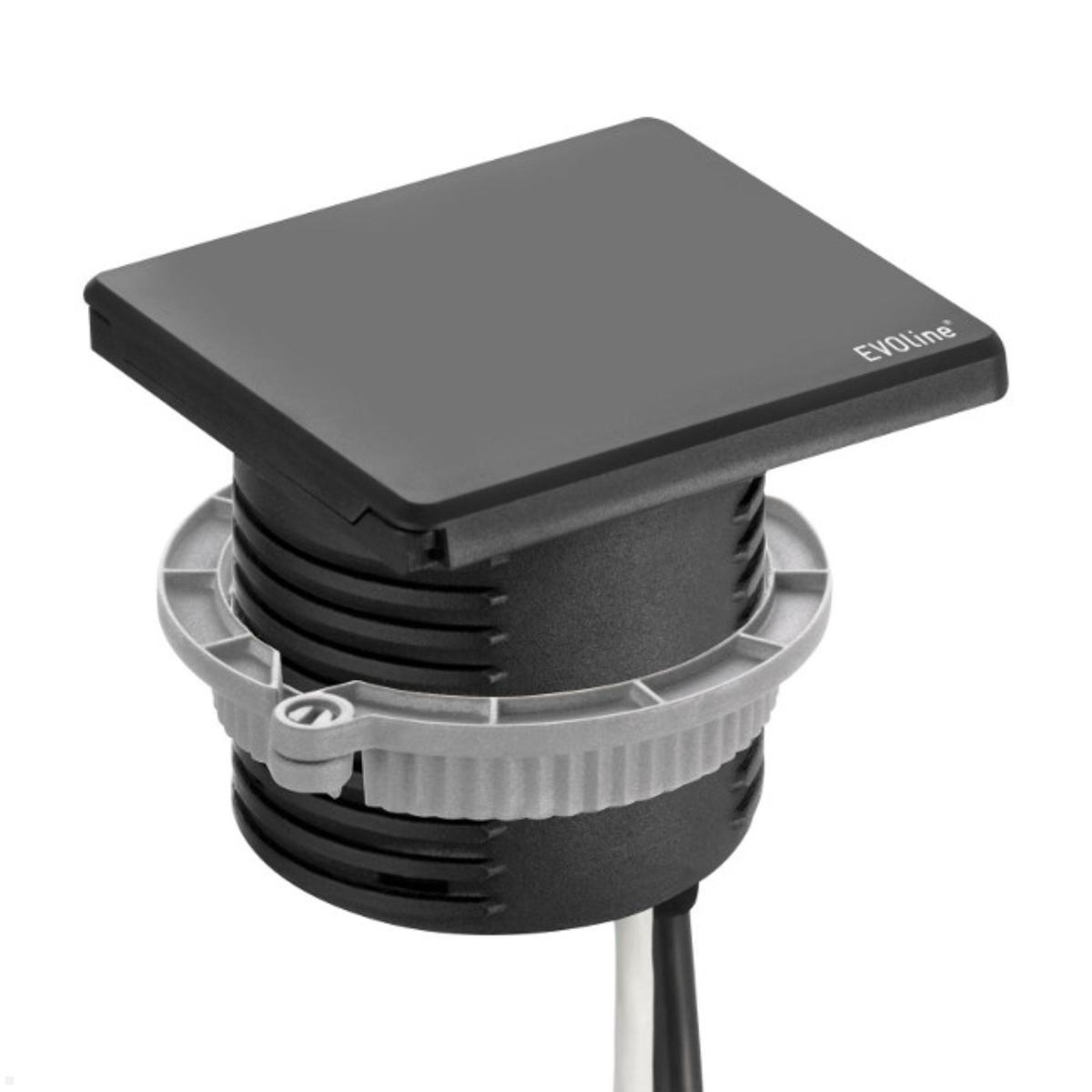 EVOline Square80 Einbausteckdose mit 1x USB-C, 1x CAT6 Buchse, schwarz, einfache Montage EVOline Square80 Einbausteckdose mit 1x USB-C, 1x CAT6 Buchse, schwarz, einfache Montage