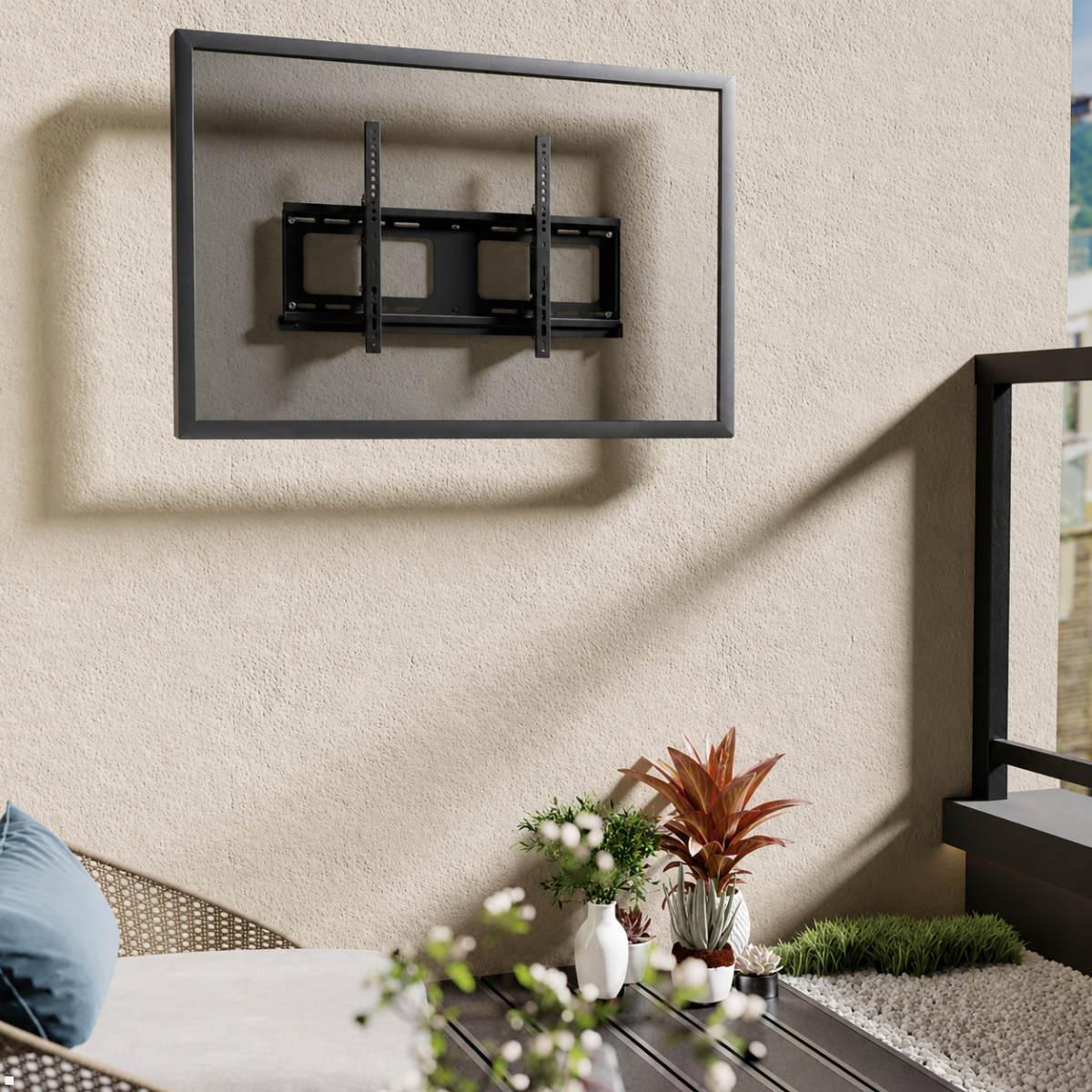 MonLines MWH036B flache Outdoor TV Wandhalterung 37-86 Zoll, diebstahlsicher – Outdoor-Einsatz