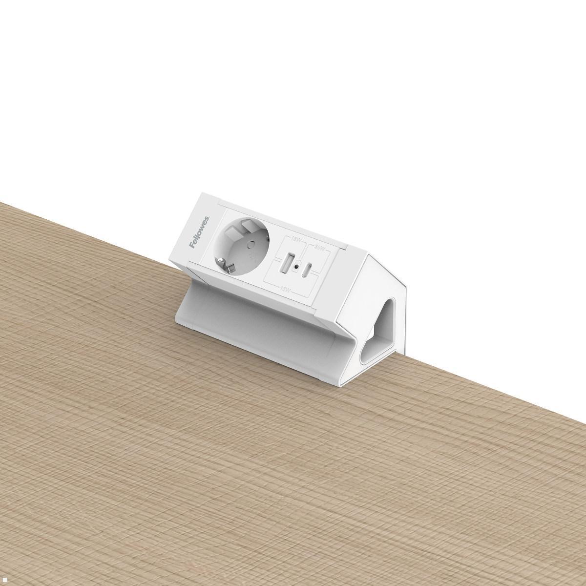 Fellowes Power Desk Up 2.0 Tischsteckdose mit USB-A und USB-C Charger, Anwendungsbeispiel