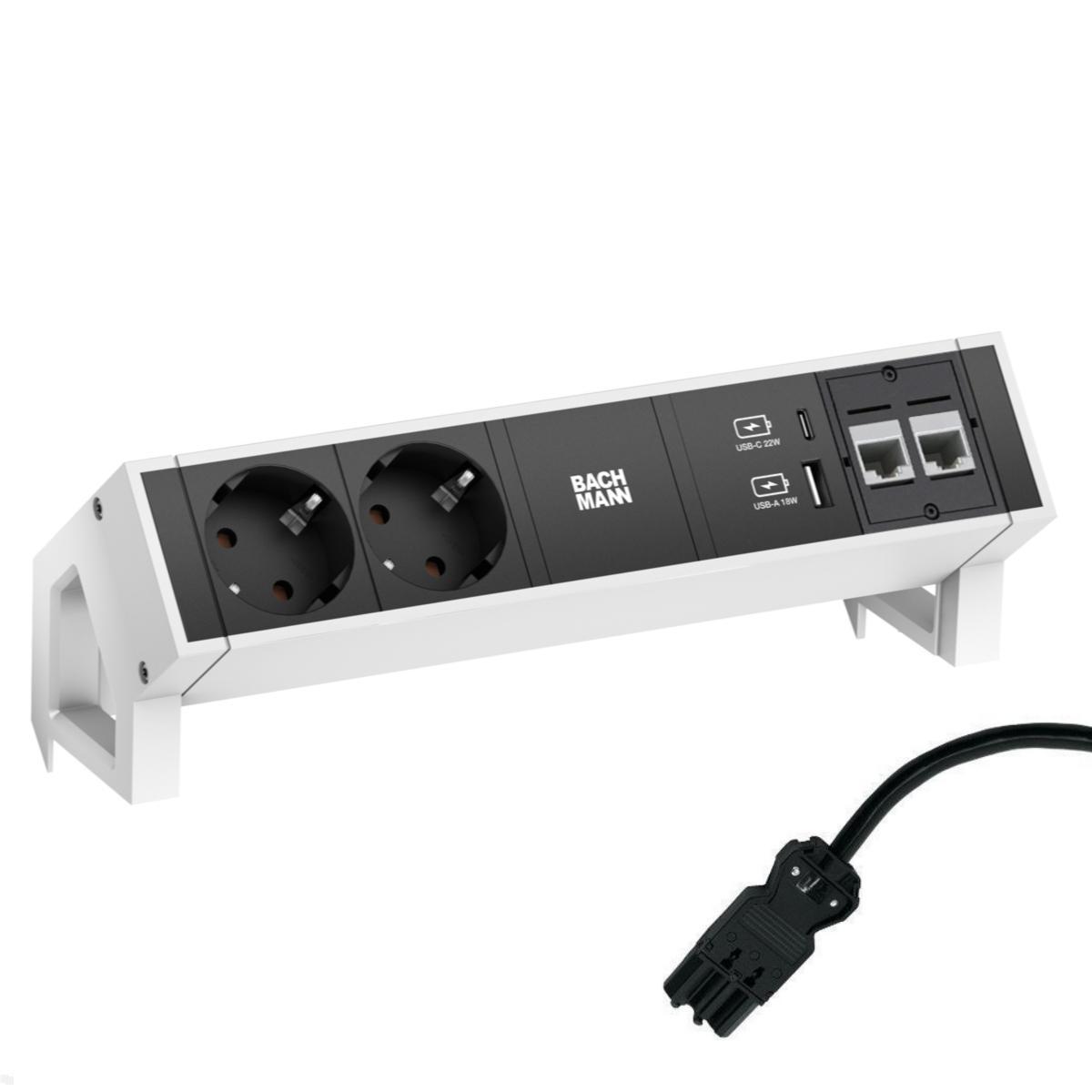 Bachmann DESK 2 - 2x Steckdose mit USB Charger A/C 2x CAT7 (902.9351)