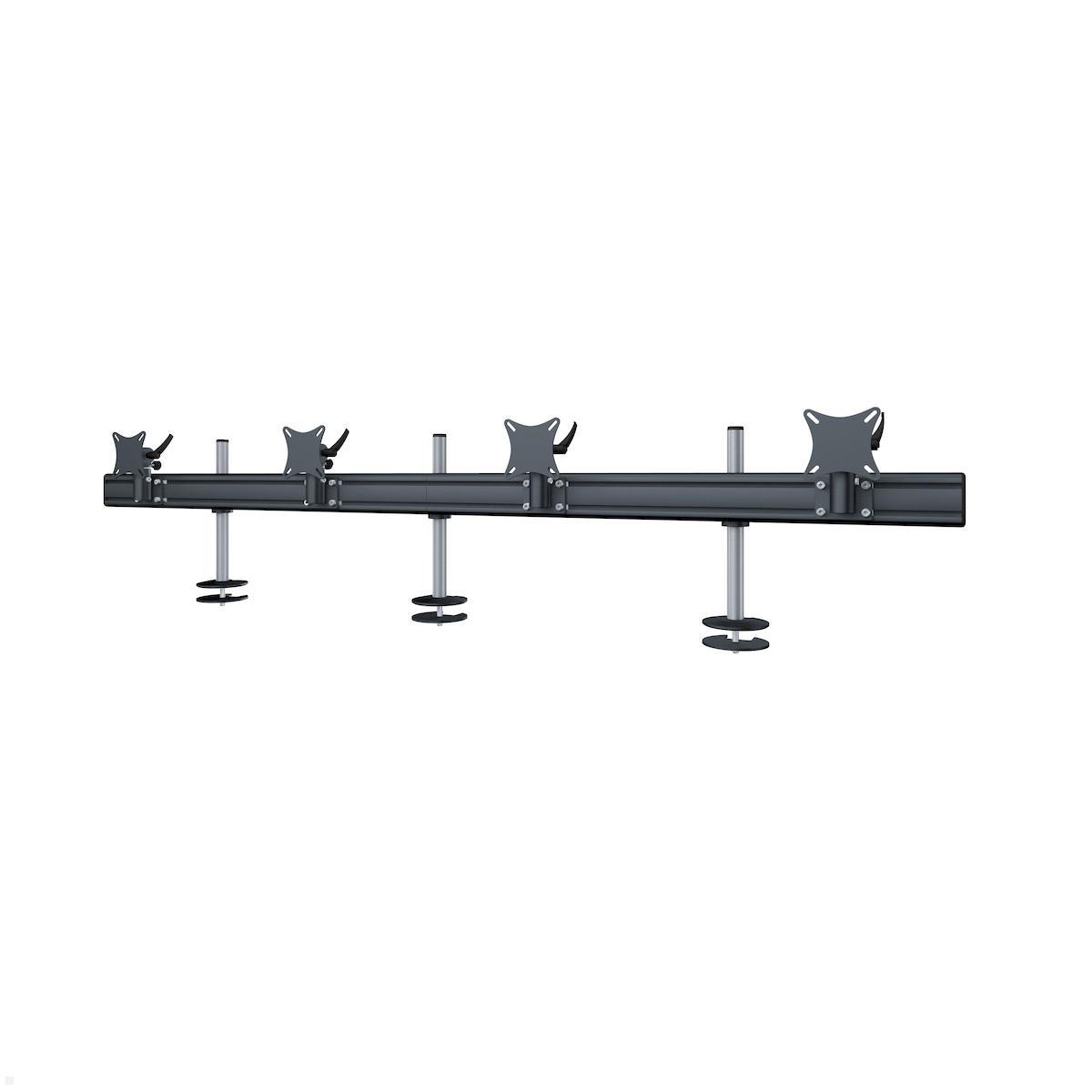 MonLines MTH214B Flat 4er Monitor Tischhalterung Einbau bis 32 Zoll, schwarz