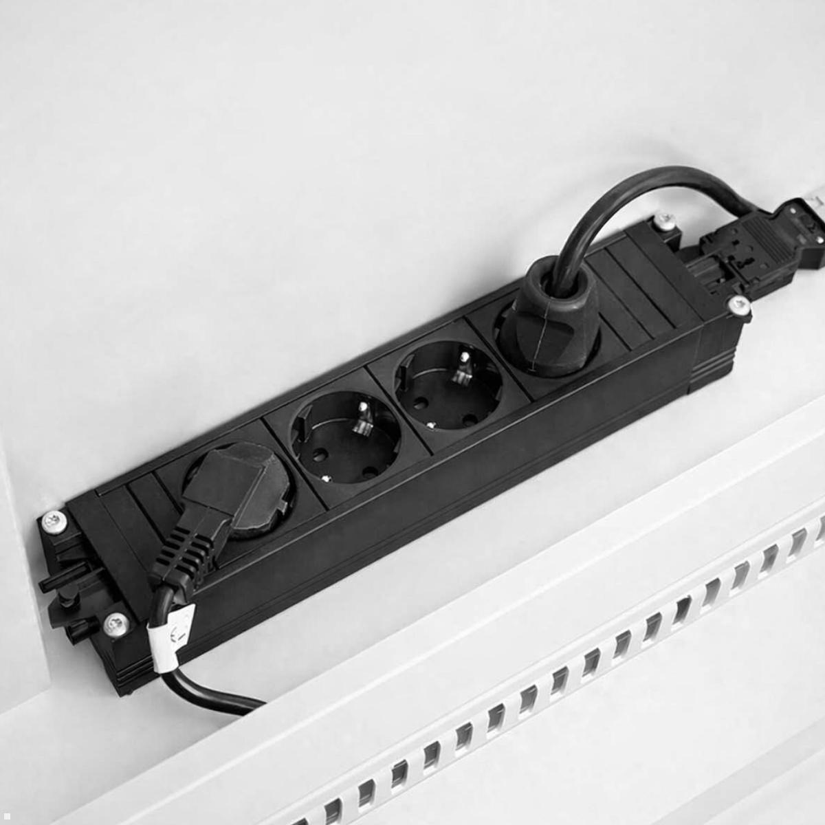 MonLines SIDEB86W mobiles Display Sideboard mit Lift bis 86 Zoll, weiß, integrierte Steckdosenleiste