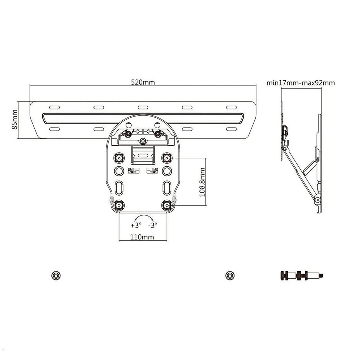MonLines MWH008B TV Wandhalterung für Samsung QLED Q7/Q8/Q9 Zeichnung MonLines MWH008B TV Wandhalterung für Samsung QLED Q7/Q8/Q9 Zeichnung