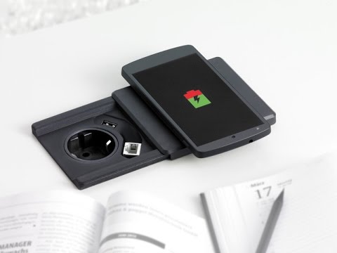 EVOline Square80 Einbausteckdose mit Qi-Ladefunktion schwarz