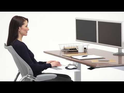 Humanscale FLOAT Steh-Sitz Arbeitsplatz / Tisch FTWR626016WHFS, silber