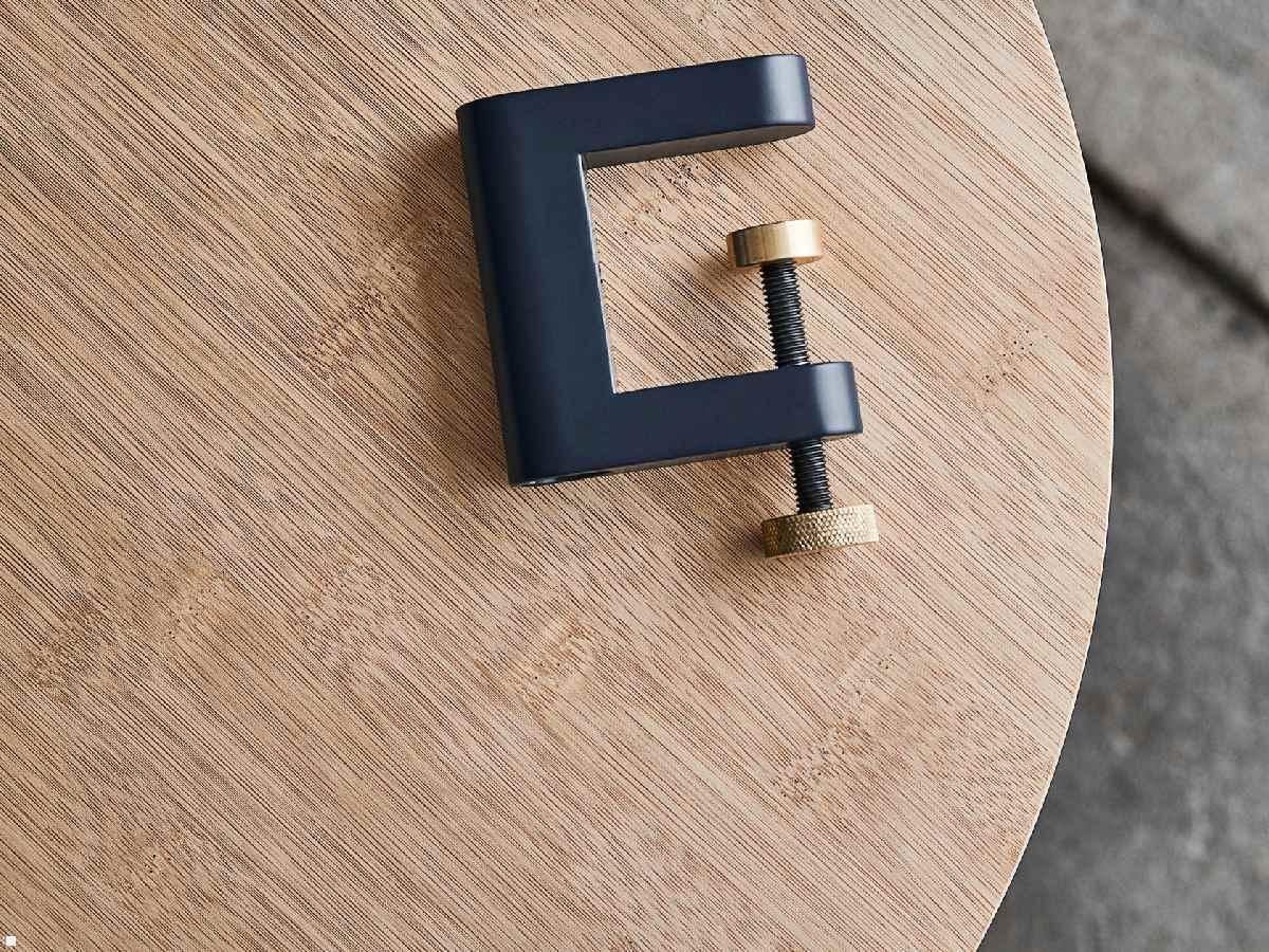 Ablageboard Bambus mit Tischklemme marineblau APTO Round Table